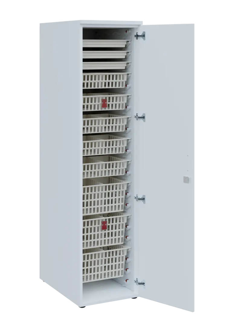 EUROMEDICA D - 46 ABS skříň léková boxová, 1-dveřová, pravá, 1950x460x735, korpus bílý, dvířka bílá